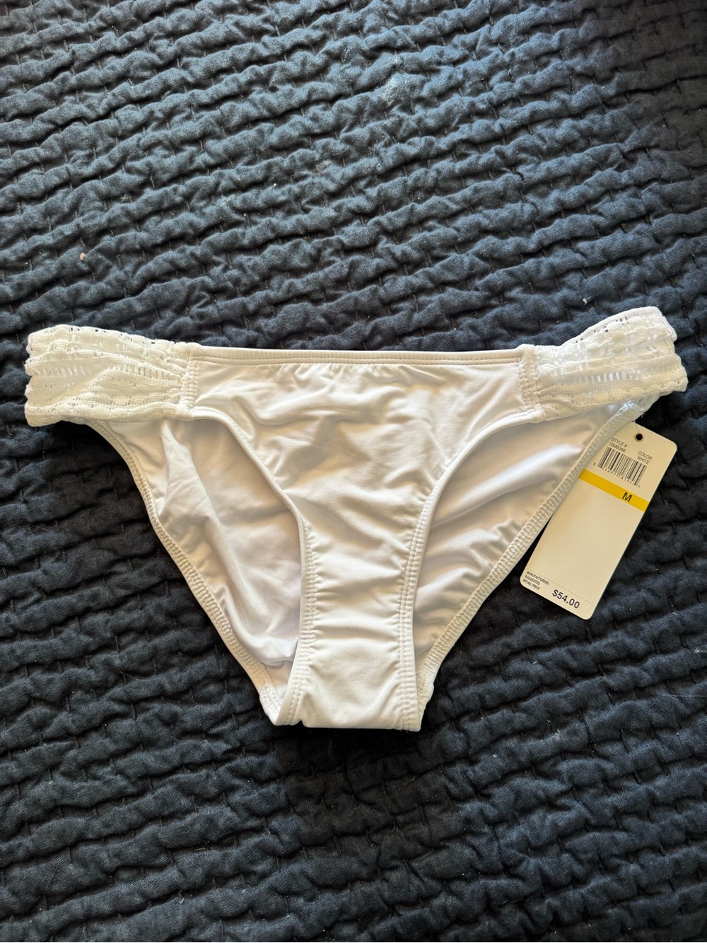 Anne Cole White Bikini Bottom with Crochet Side Detail